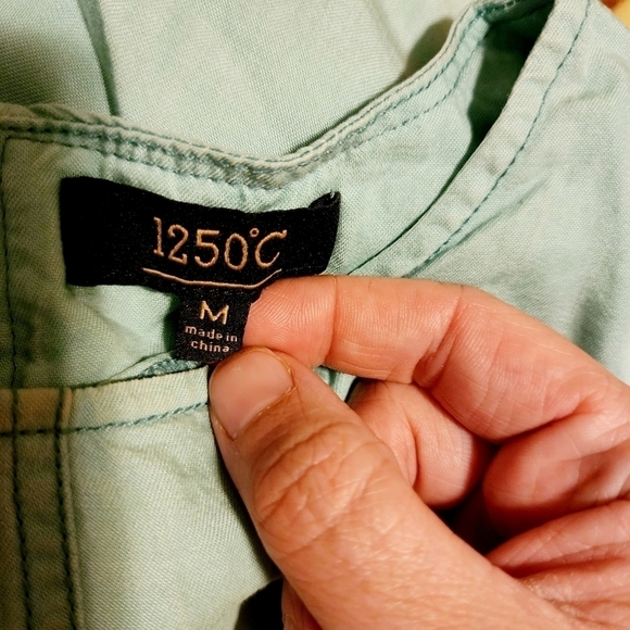 1250°C Light Teal Sleeveless Top Raw Frayed Hem Women's Medium M Pocket Soft EUC - Picture 6 of 7